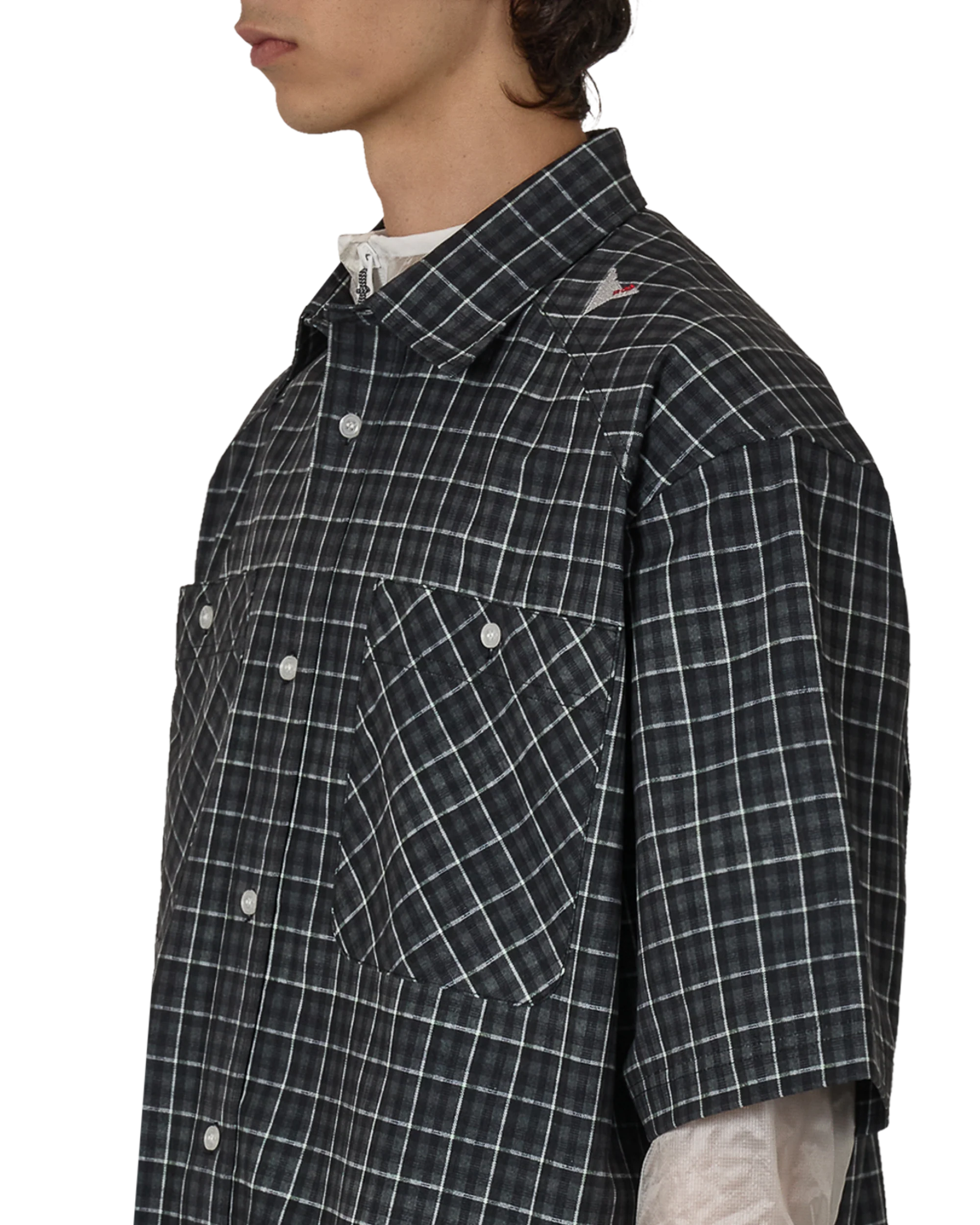 Aair Floweave Printed Check Short Sleeve Shirt - Image 5