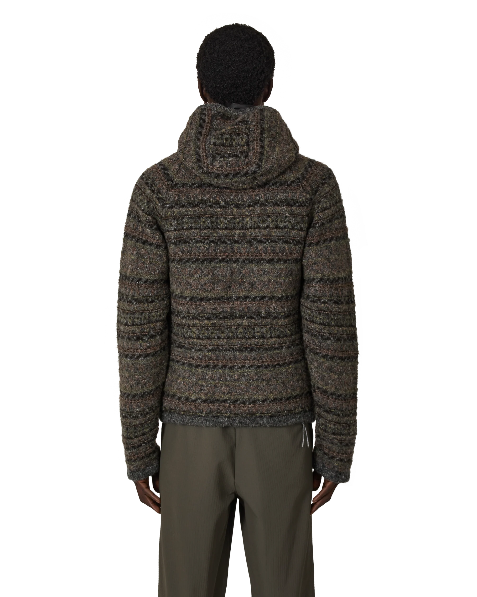 Fair Isle Felted Knit Zip Up Hoodie - Image 3