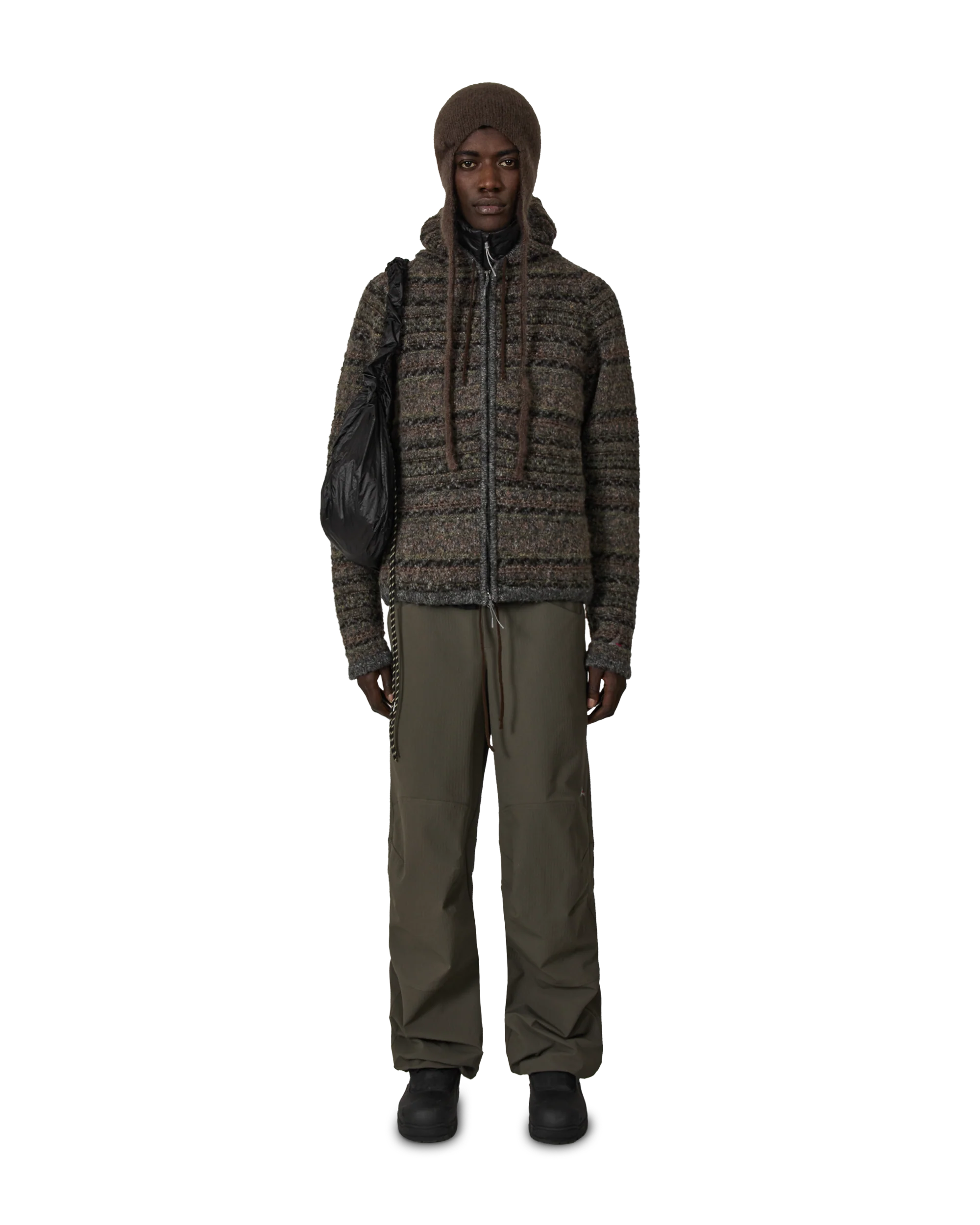 Fair Isle Felted Knit Zip Up Hoodie - Image 4