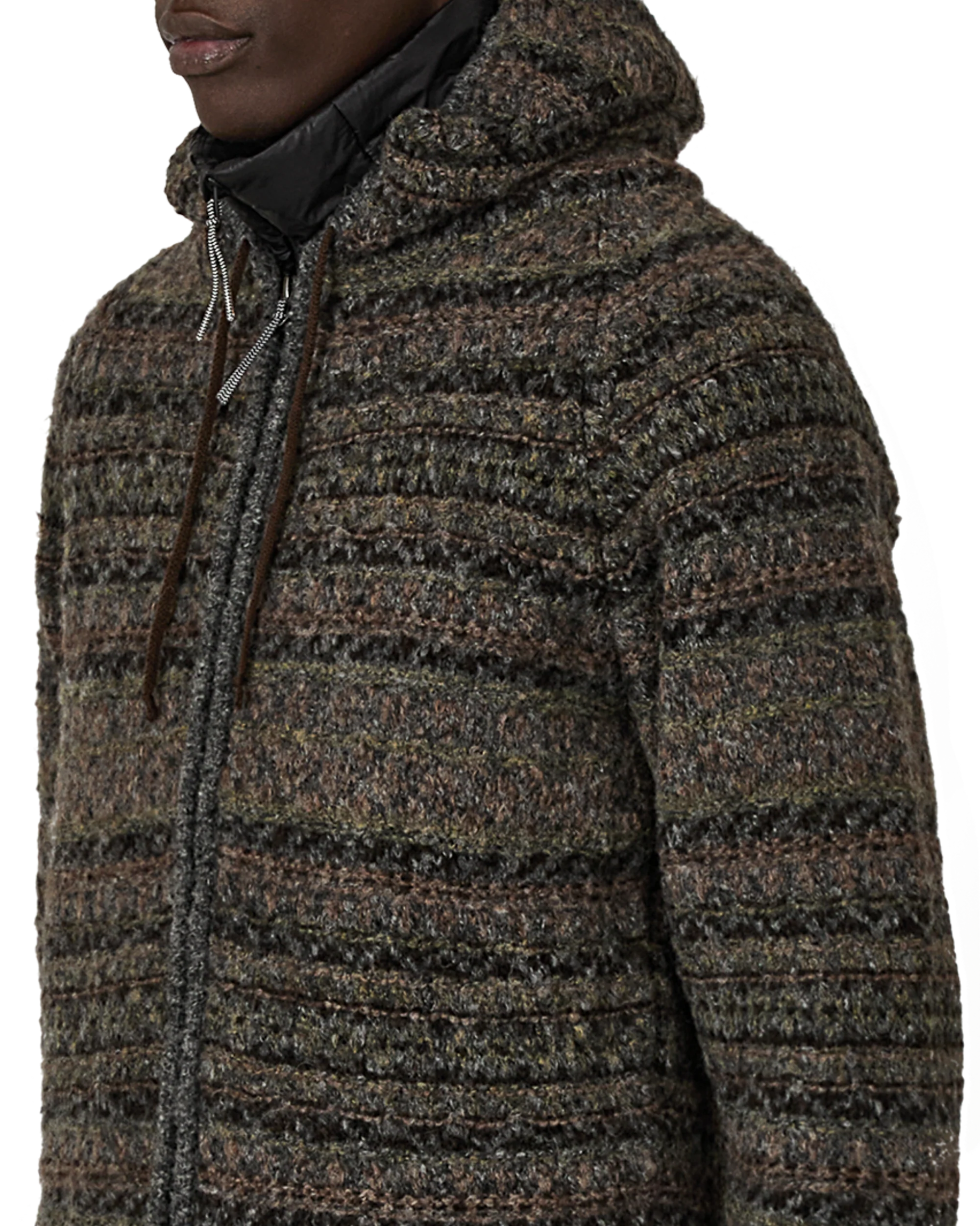 Fair Isle Felted Knit Zip Up Hoodie - Image 5