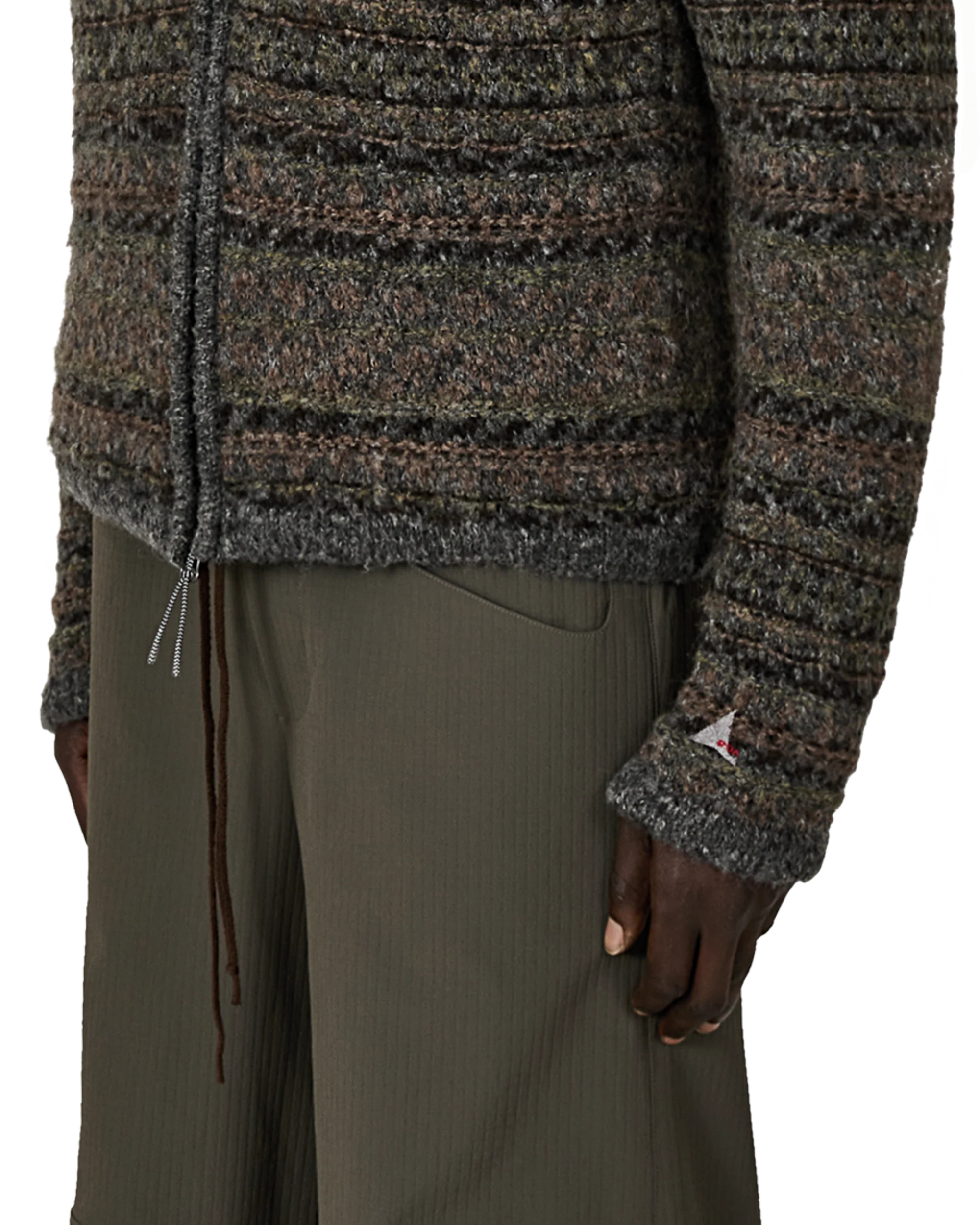 Fair Isle Felted Knit Zip Up Hoodie - Image 6