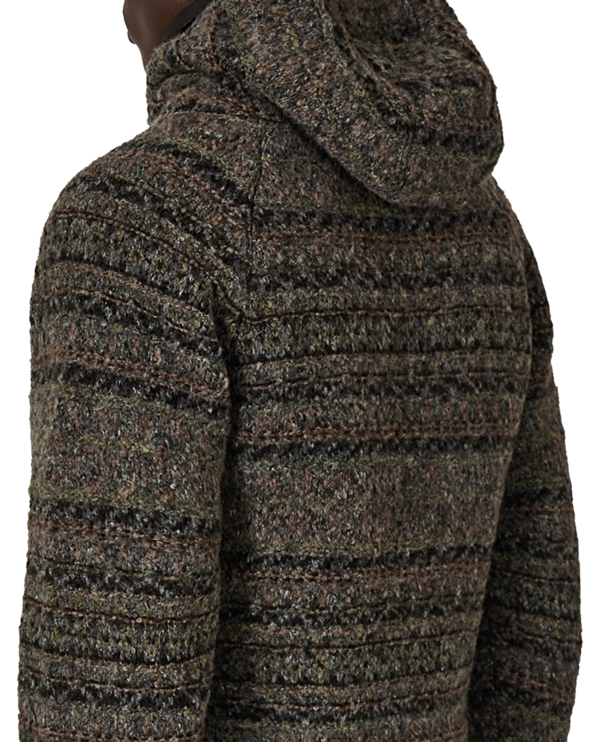 Fair Isle Felted Knit Zip Up Hoodie - Image 7