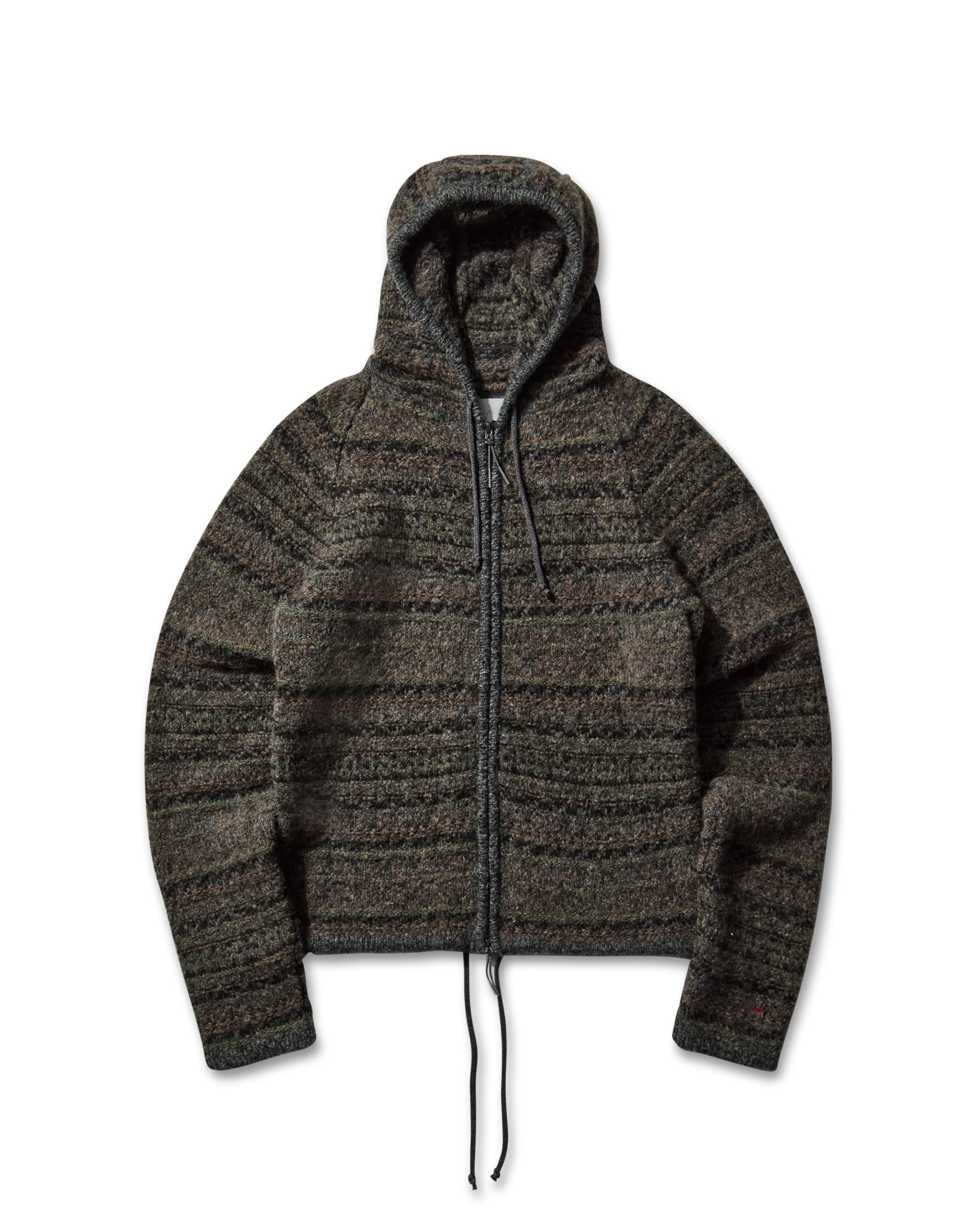 Fair Isle Felted Knit Zip Up Hoodie - Image 9