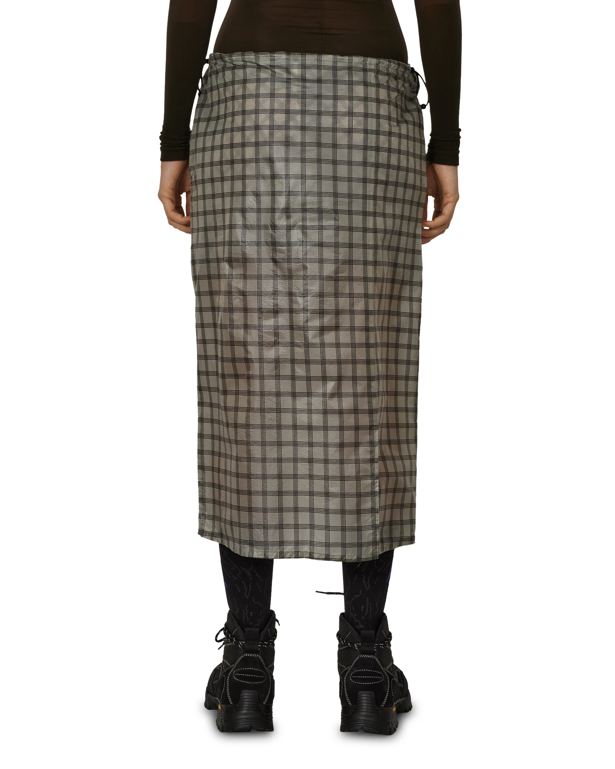 Women's Nia See Through Printed Check Mid Skirt - Image 3