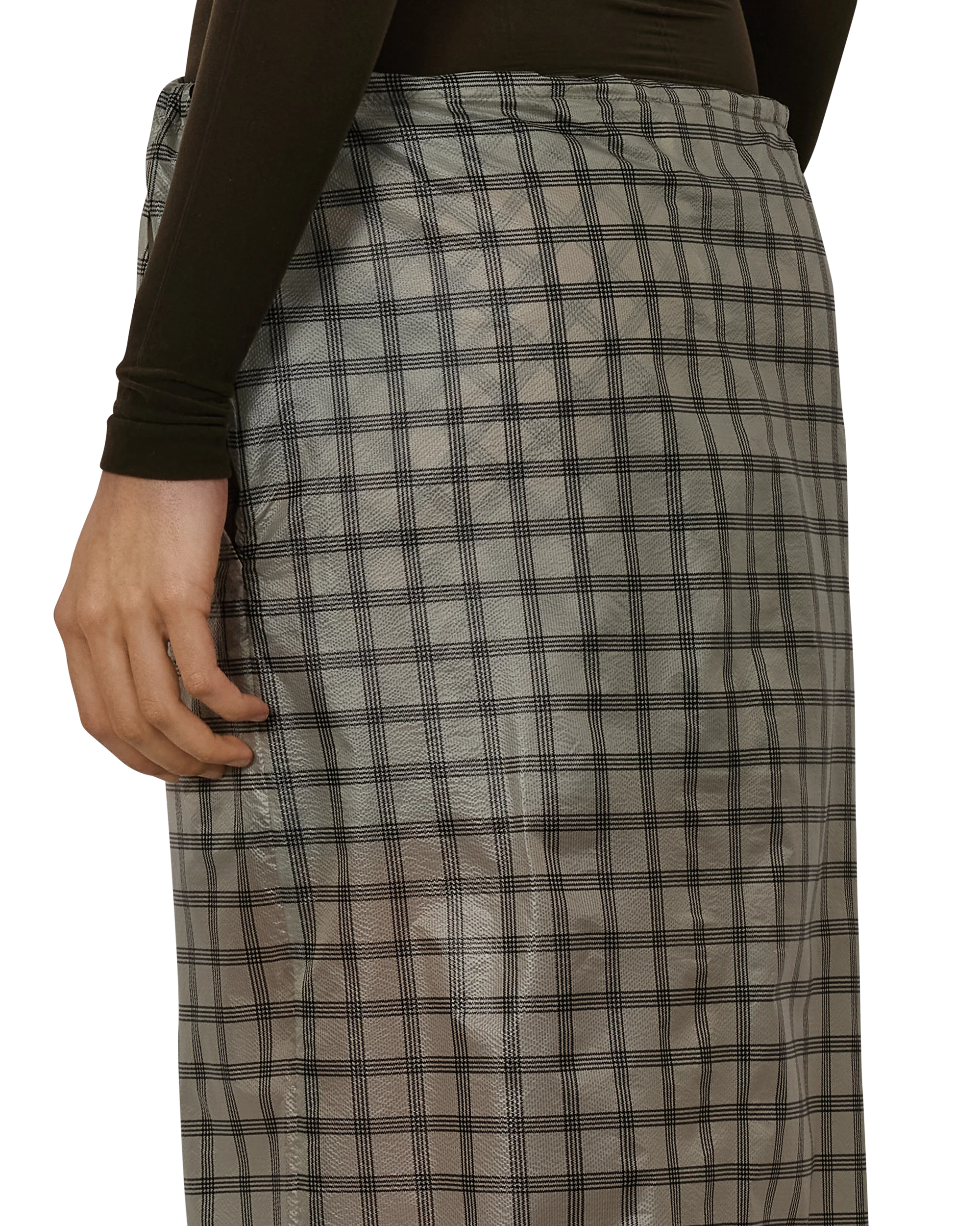 Women's Nia See Through Printed Check Mid Skirt - Image 6