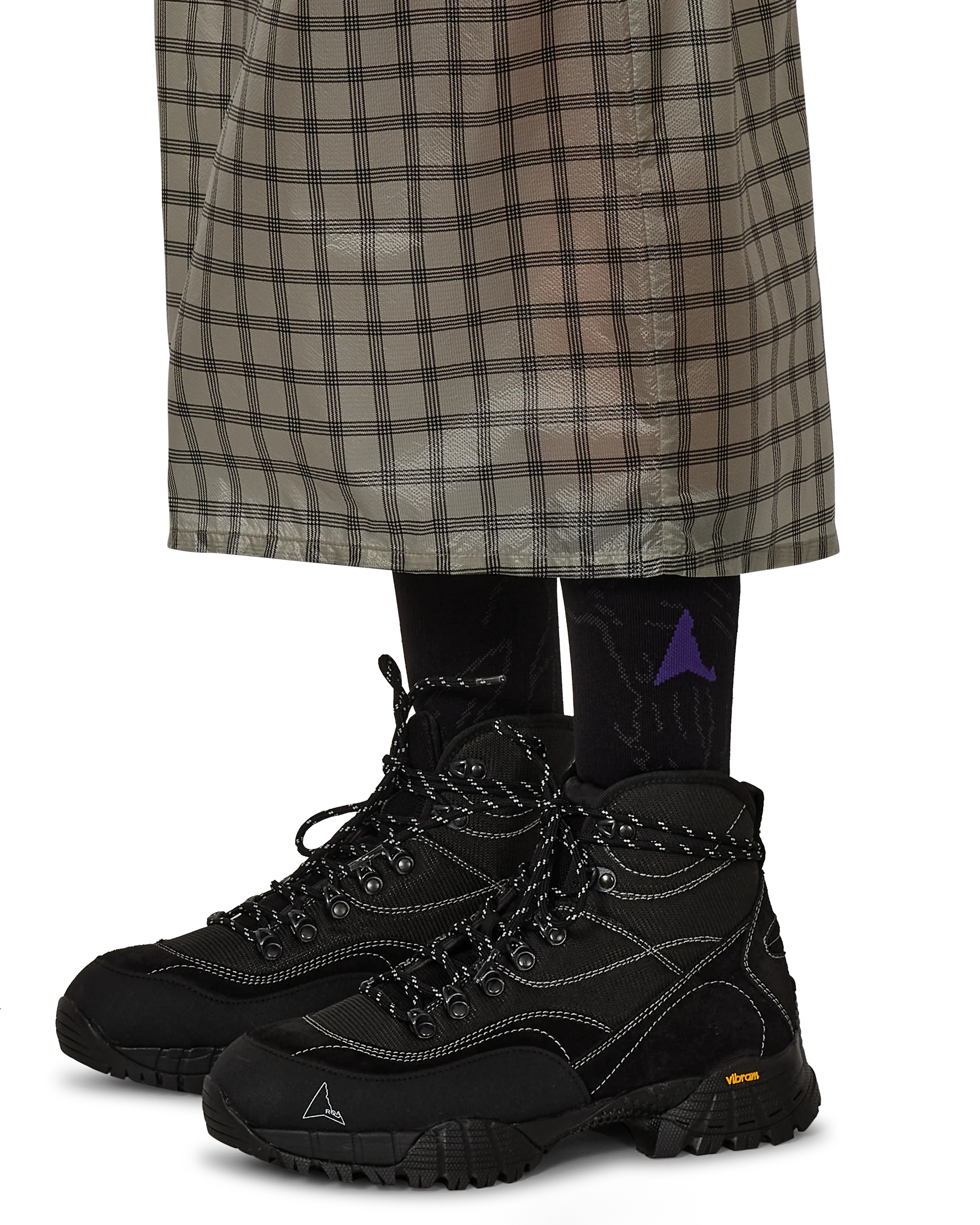 Women's Nia See Through Printed Check Mid Skirt - Image 8