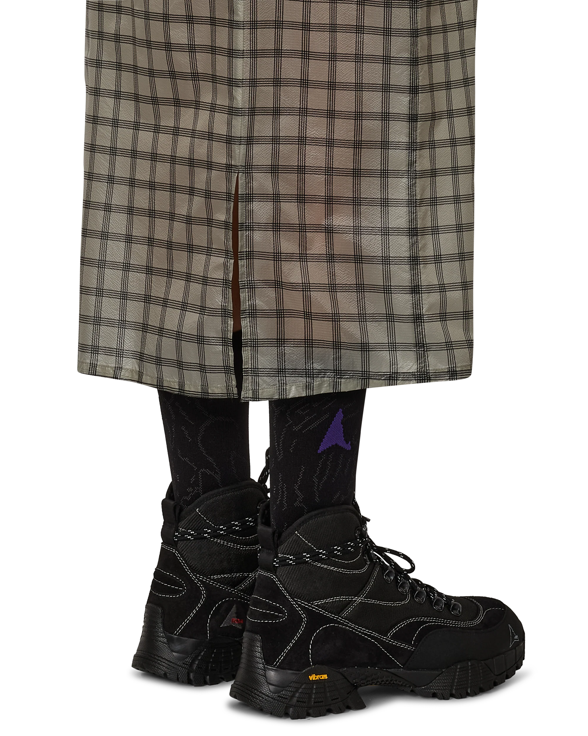 Women's Nia See Through Printed Check Mid Skirt - Image 9